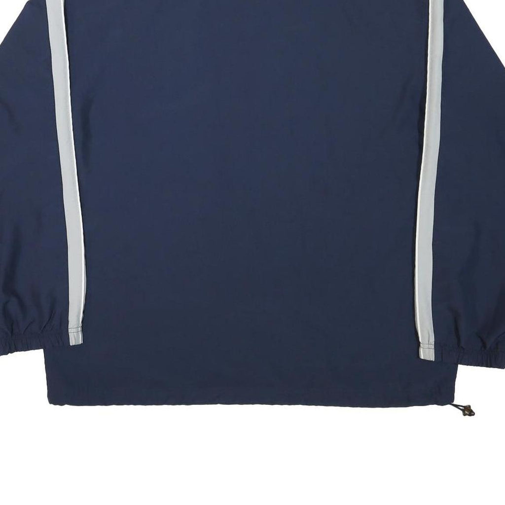 REEBOK Mens Blue & White Zip Jacket L Polyester Blend Plain Sports Casual