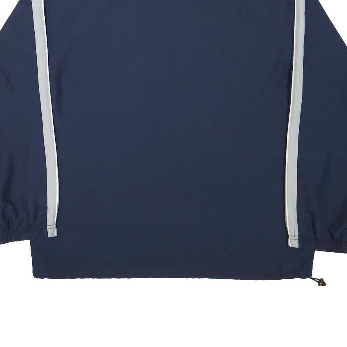 REEBOK Mens Blue & White Zip Jacket L Polyester Blend Plain Sports Casual