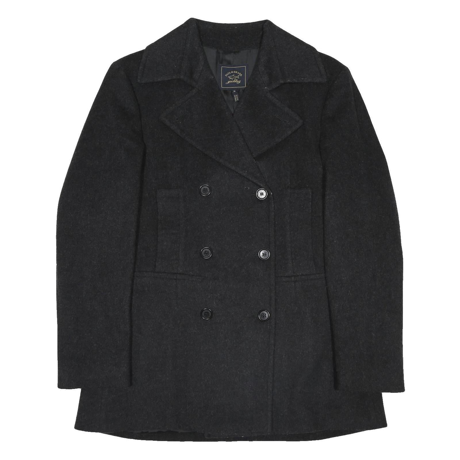 PAUL & SHARK Womens Black Wool Blend Double Breasted Jacket M Wool Classic