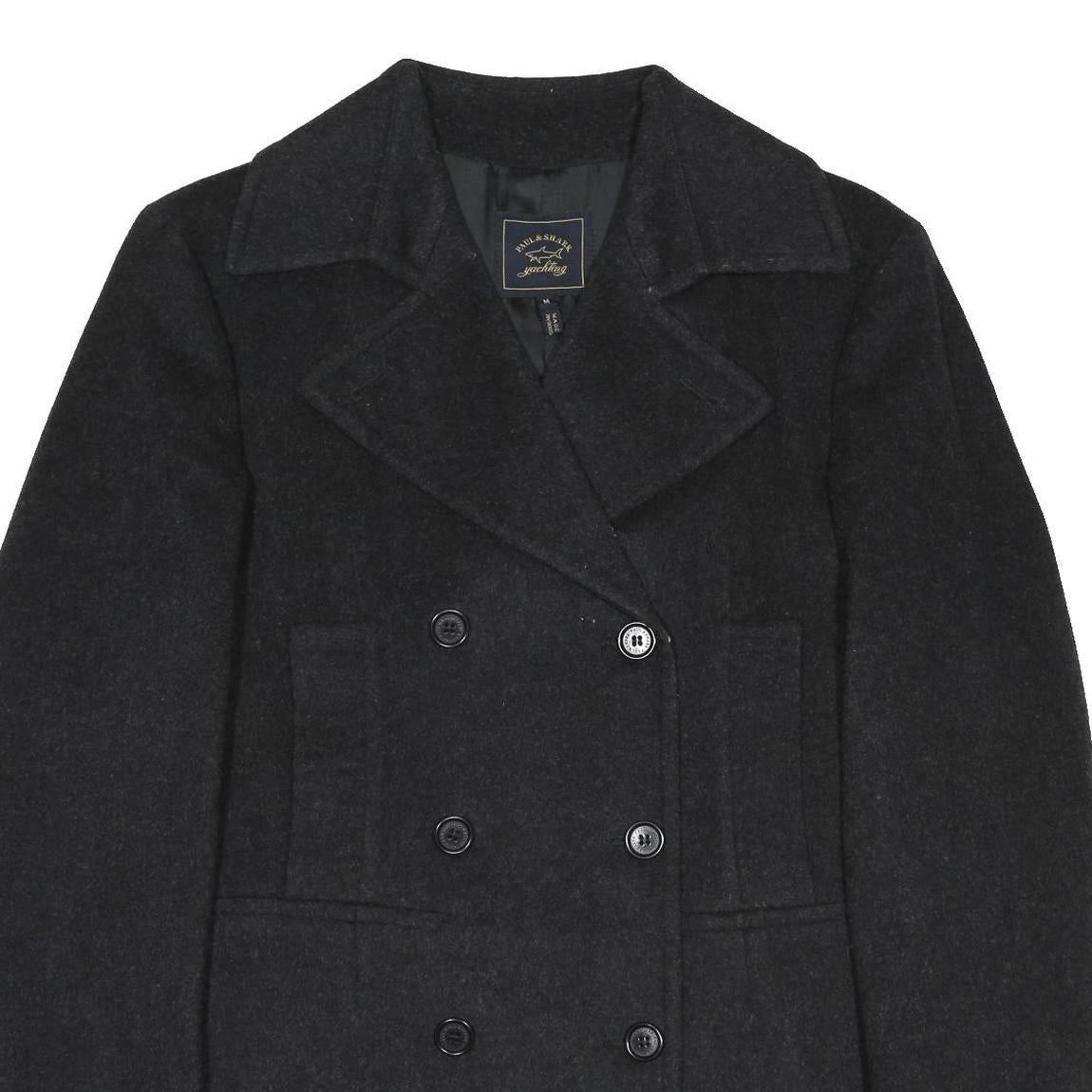 PAUL & SHARK Womens Black Wool Blend Double Breasted Jacket M Wool Classic