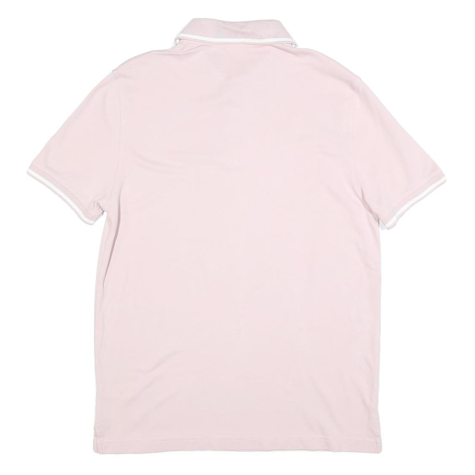 TOMMY HILFIGER Mens Pink Short Sleeve Plain L Polo Shirt Cotton Blend Classic