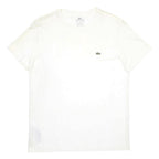 LACOSTE Mens White Crew Neck Short Sleeve T-Shirt M Cotton Blend Classic Logo