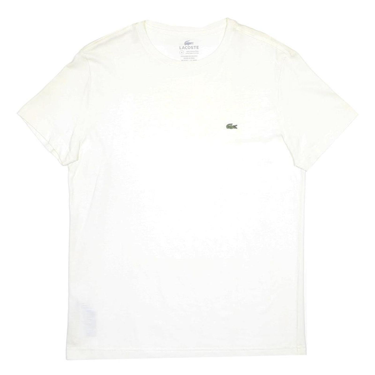 LACOSTE Mens White Crew Neck Short Sleeve T-Shirt M Cotton Blend Classic Logo