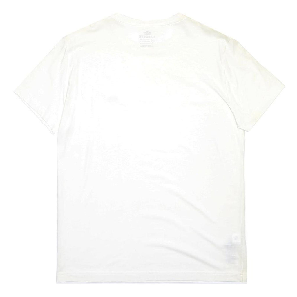 LACOSTE Mens White Crew Neck Short Sleeve T-Shirt M Cotton Blend Classic Logo