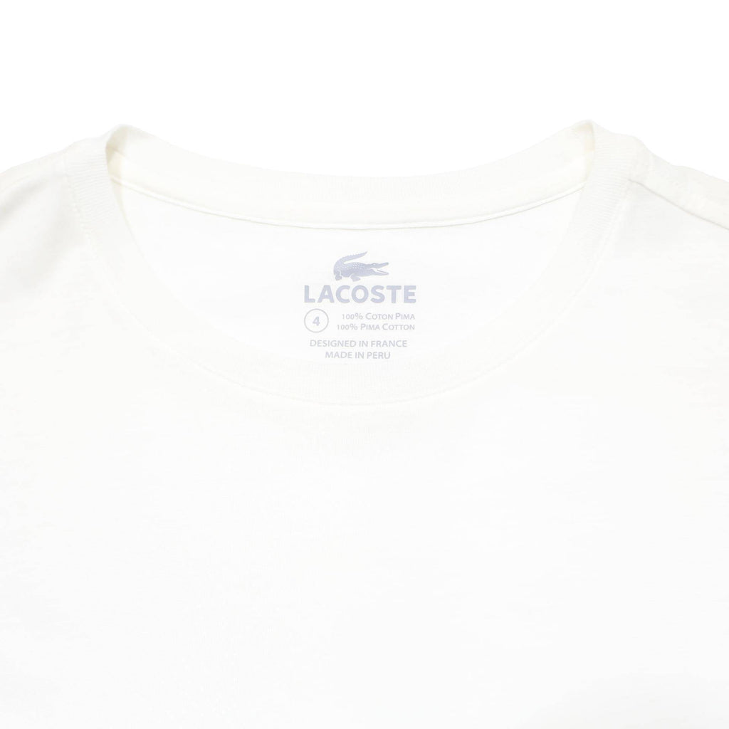 LACOSTE Mens White Crew Neck Short Sleeve T-Shirt M Cotton Blend Classic Logo