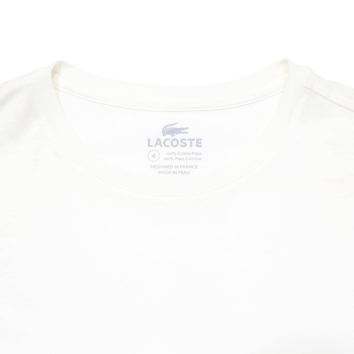 LACOSTE Mens White Crew Neck Short Sleeve T-Shirt M Cotton Blend Classic Logo
