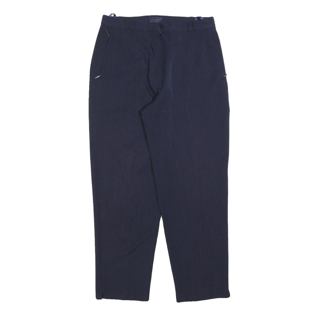 BIAGGINI Womens Navy Blue Regular Fit Trousers W30 L30 Polyester Blend Zip