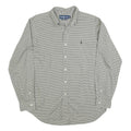 RALPH LAUREN Mens Green & White Checked Classic Fit Shirt L Cotton Blend Long