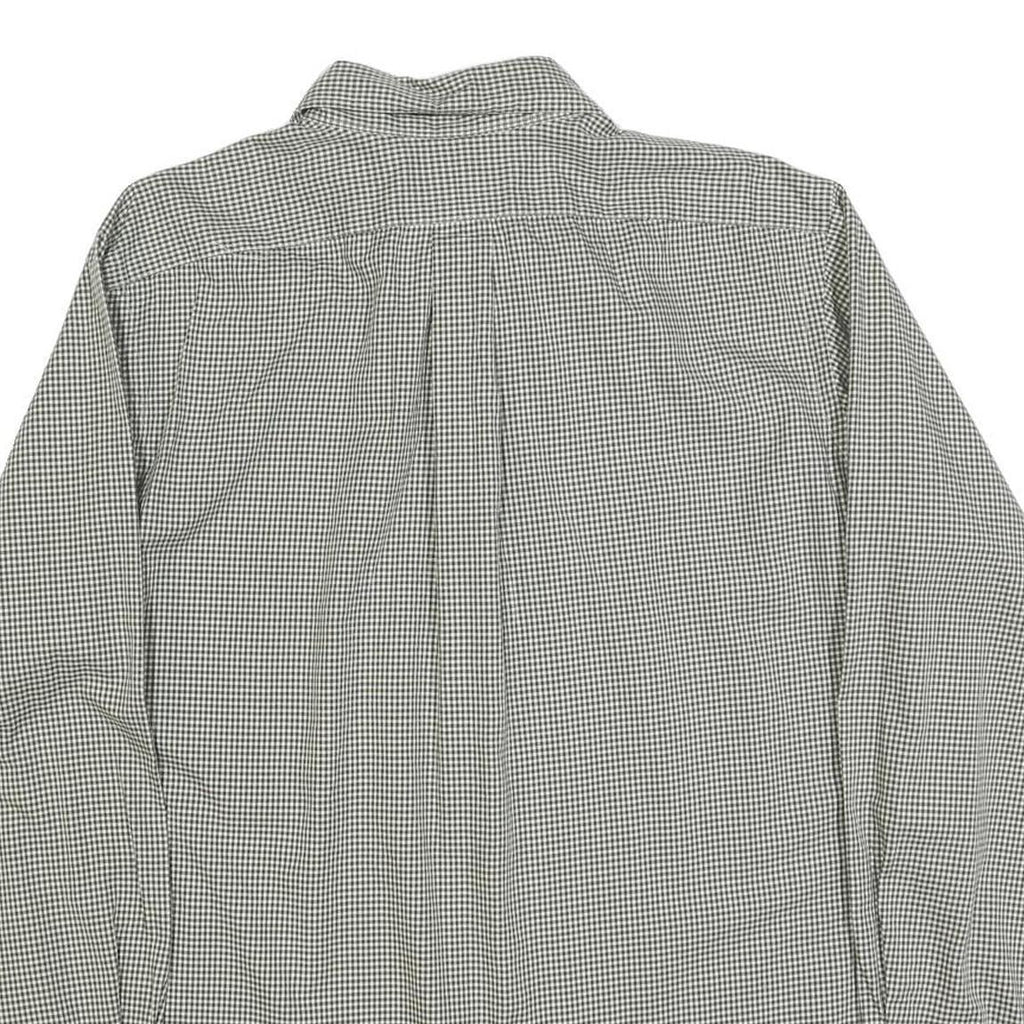 RALPH LAUREN Mens Green & White Checked Classic Fit Shirt L Cotton Blend Long