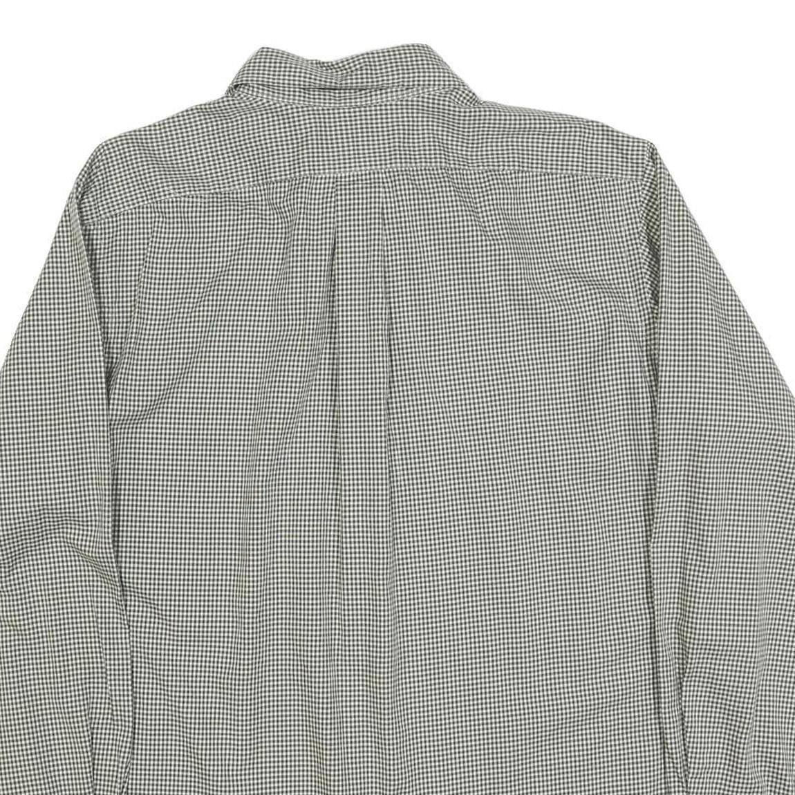 RALPH LAUREN Mens Green & White Checked Classic Fit Shirt L Cotton Blend Long