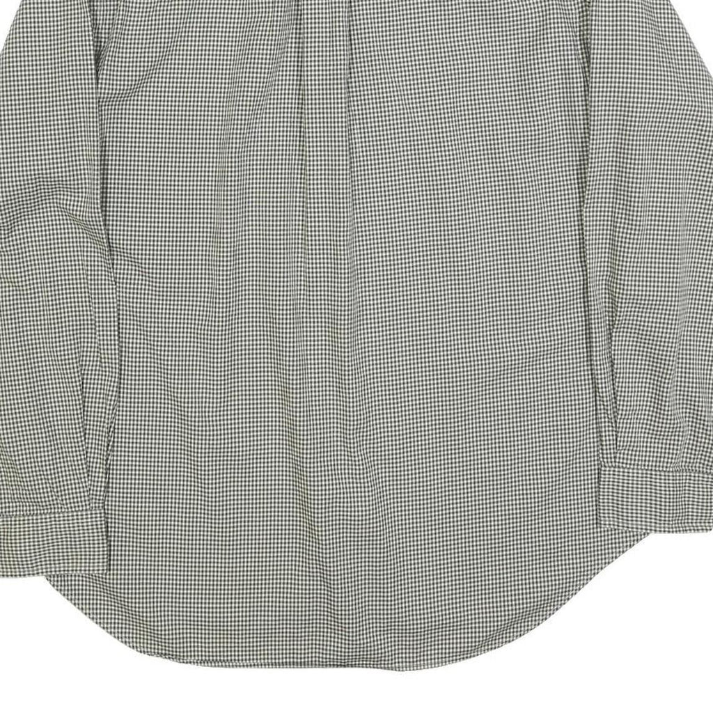 RALPH LAUREN Mens Green & White Checked Classic Fit Shirt L Cotton Blend Long