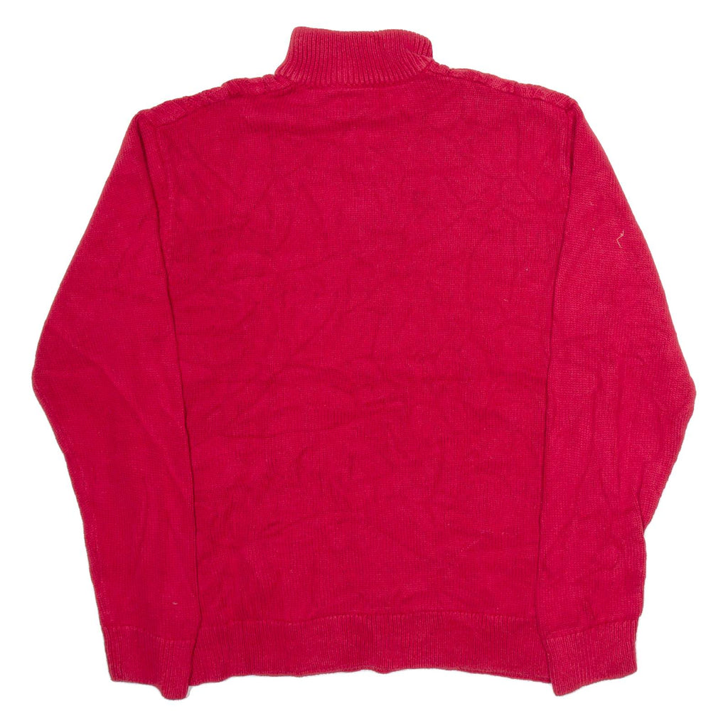 CHAPS Mens Jumper Red 1/4 Zip Cable Knit L