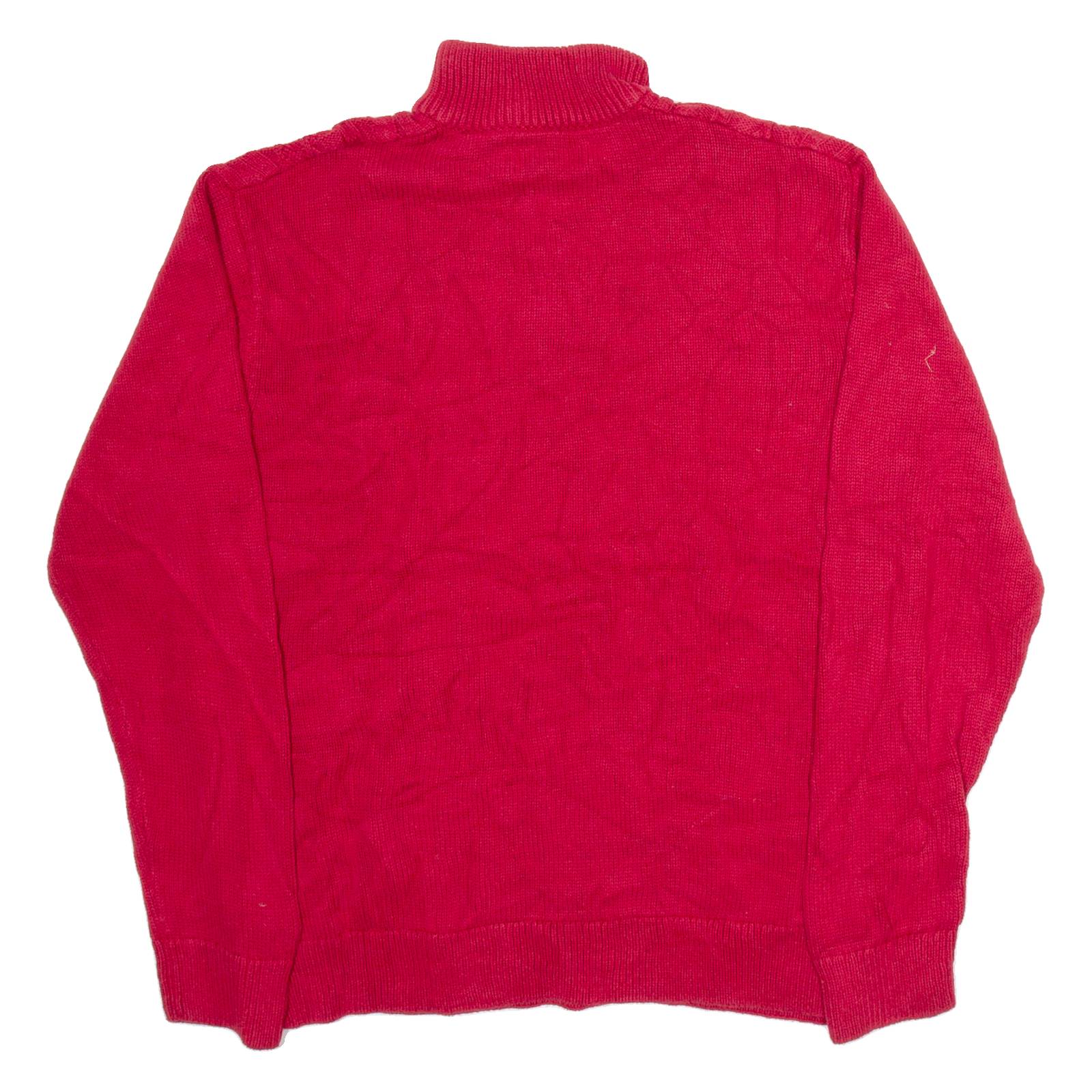 CHAPS Mens Jumper Red 1/4 Zip Cable Knit L