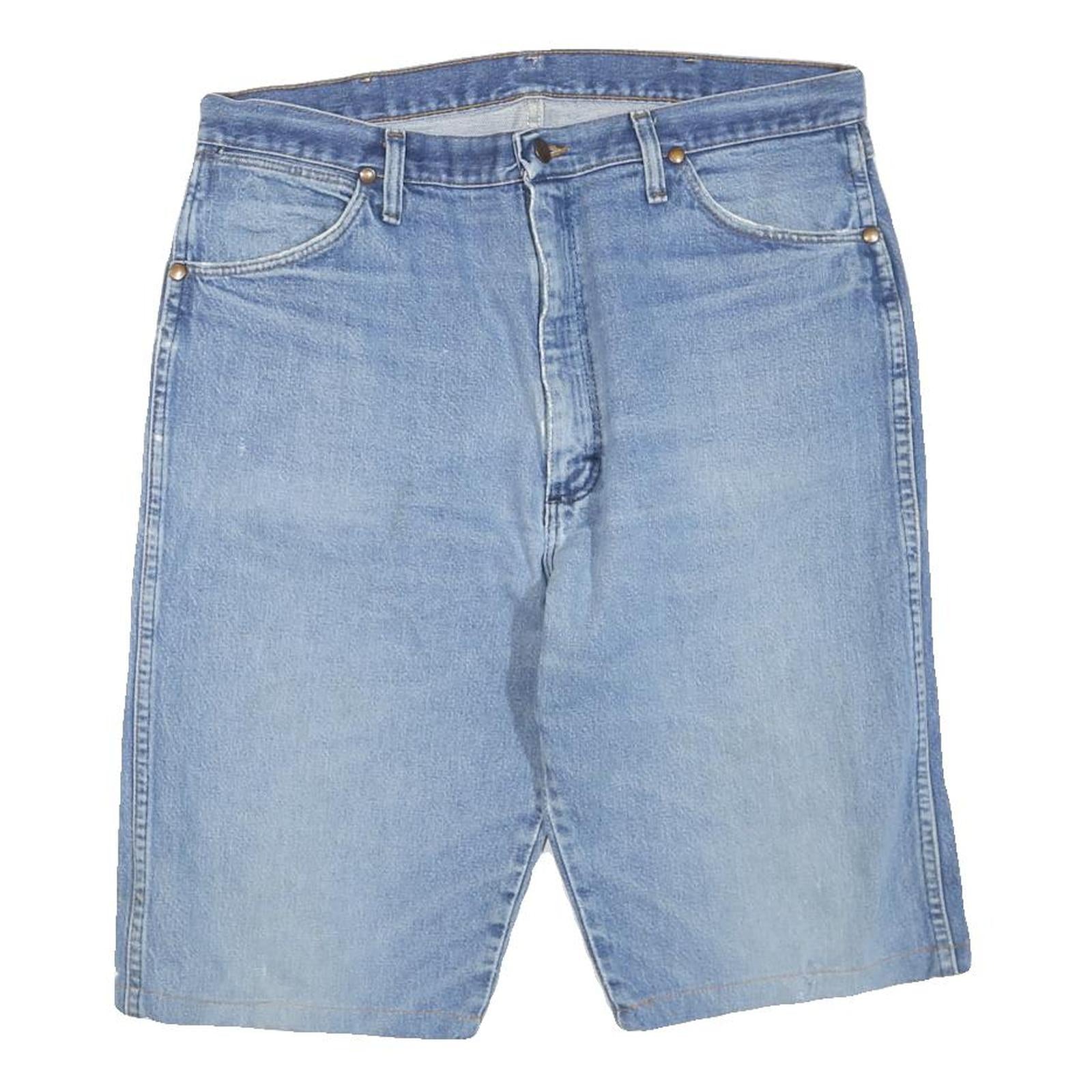 WRANGLER Womens Shorts Blue Denim Casual M W34 Cotton Blend Classic Fit