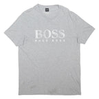 HUGO BOSS Mens Grey BOSS Logo Graphic T-Shirt 2XL Short Sleeve Crew Neck Casual