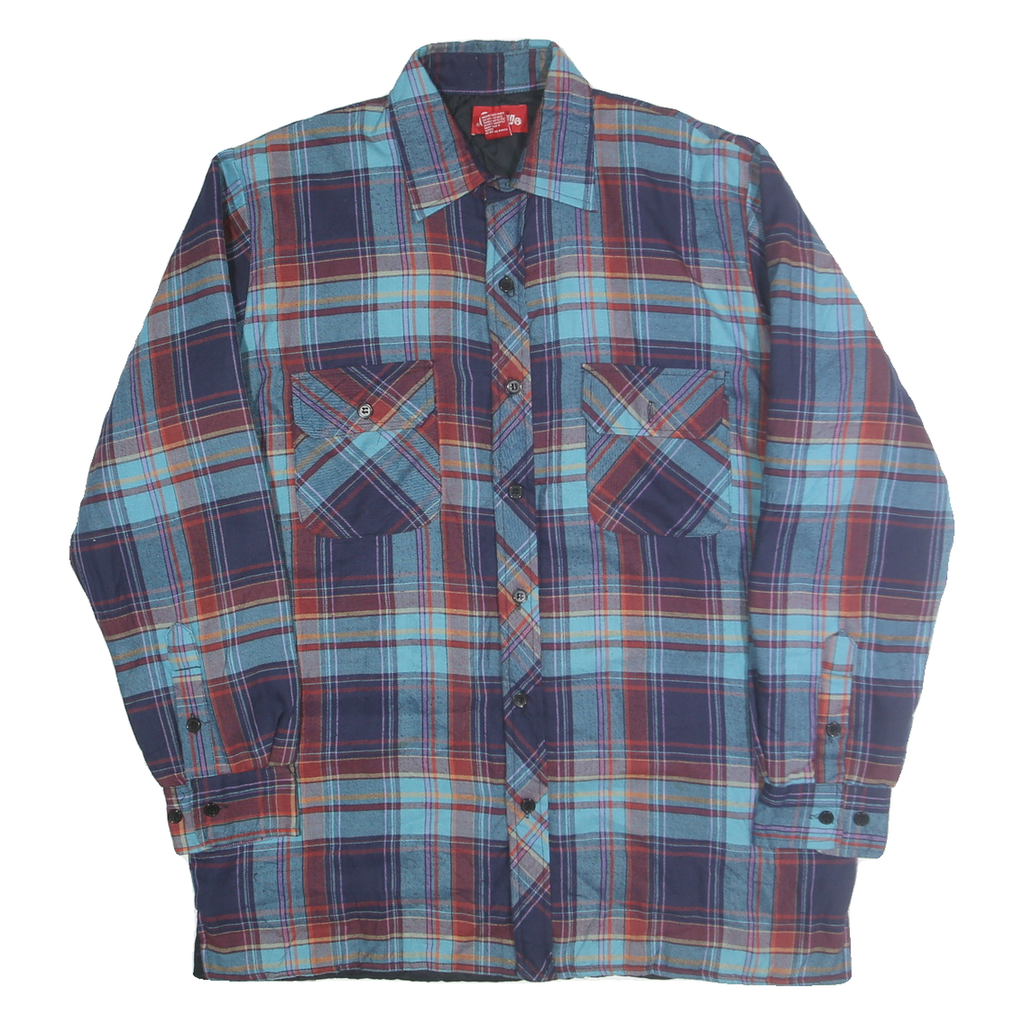 COLEMAN Mens Blue & Maroon Check Shirt M Long Sleeve Cotton Blend Casual