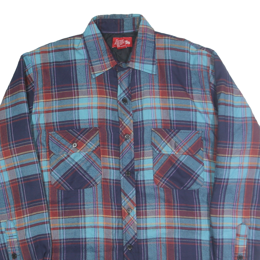 COLEMAN Mens Blue & Maroon Check Shirt M Long Sleeve Cotton Blend Casual