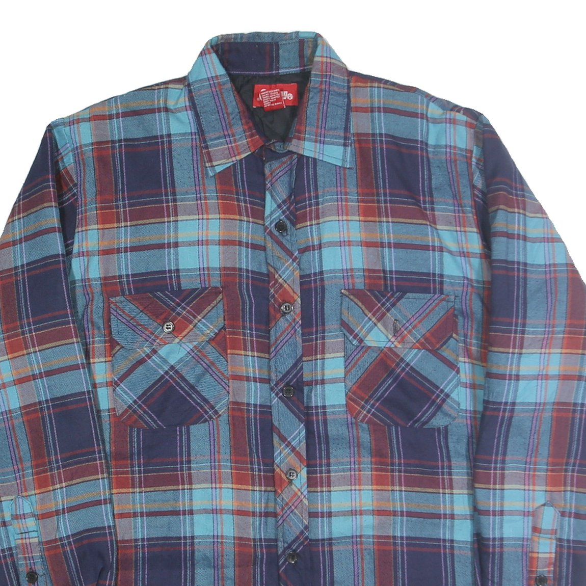 COLEMAN Mens Blue & Maroon Check Shirt M Long Sleeve Cotton Blend Casual