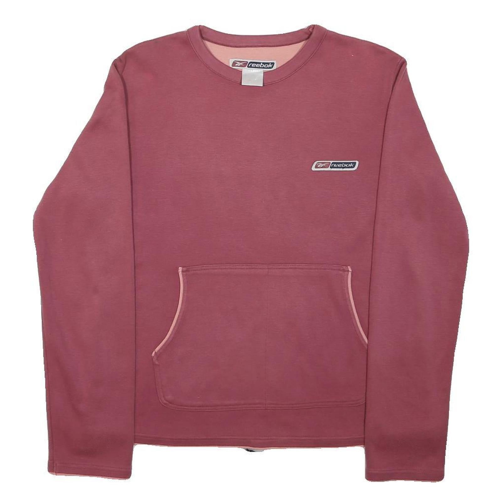 REEBOK Womens Maroon Sweatshirt Crew Neck L Cotton Blend Pullover Casual