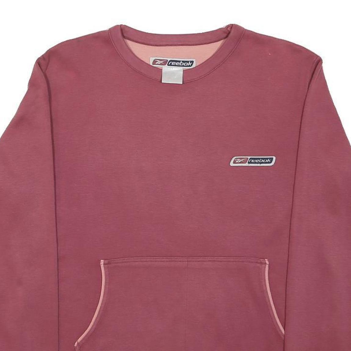 REEBOK Womens Maroon Sweatshirt Crew Neck L Cotton Blend Pullover Casual