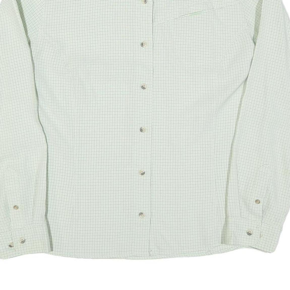 COLUMBIA Womens Green & White Check Long Sleeve Shirt L Outdoor Casual Cotton