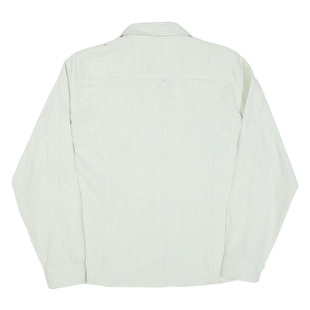 COLUMBIA Womens Green & White Check Long Sleeve Shirt L Outdoor Casual Cotton