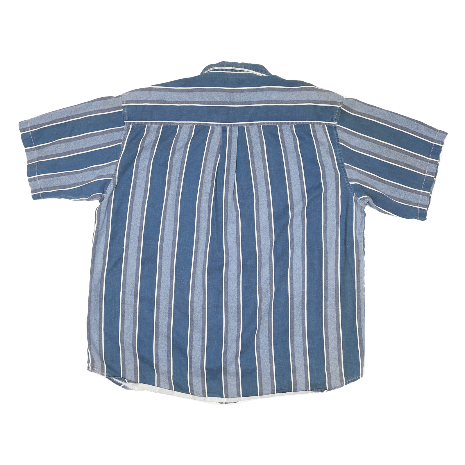 FADED GLORY Mens Blue & White Striped Short Sleeve Shirt 2XL Casual Summer