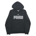 PUMA Mens Black Hoodie M Cotton Blend Pullover Hooded Sweatshirt Logo Print