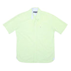 TOMMY HILFIGER Mens Green Plain Cotton Shirt M Casual Summer Short Sleeve