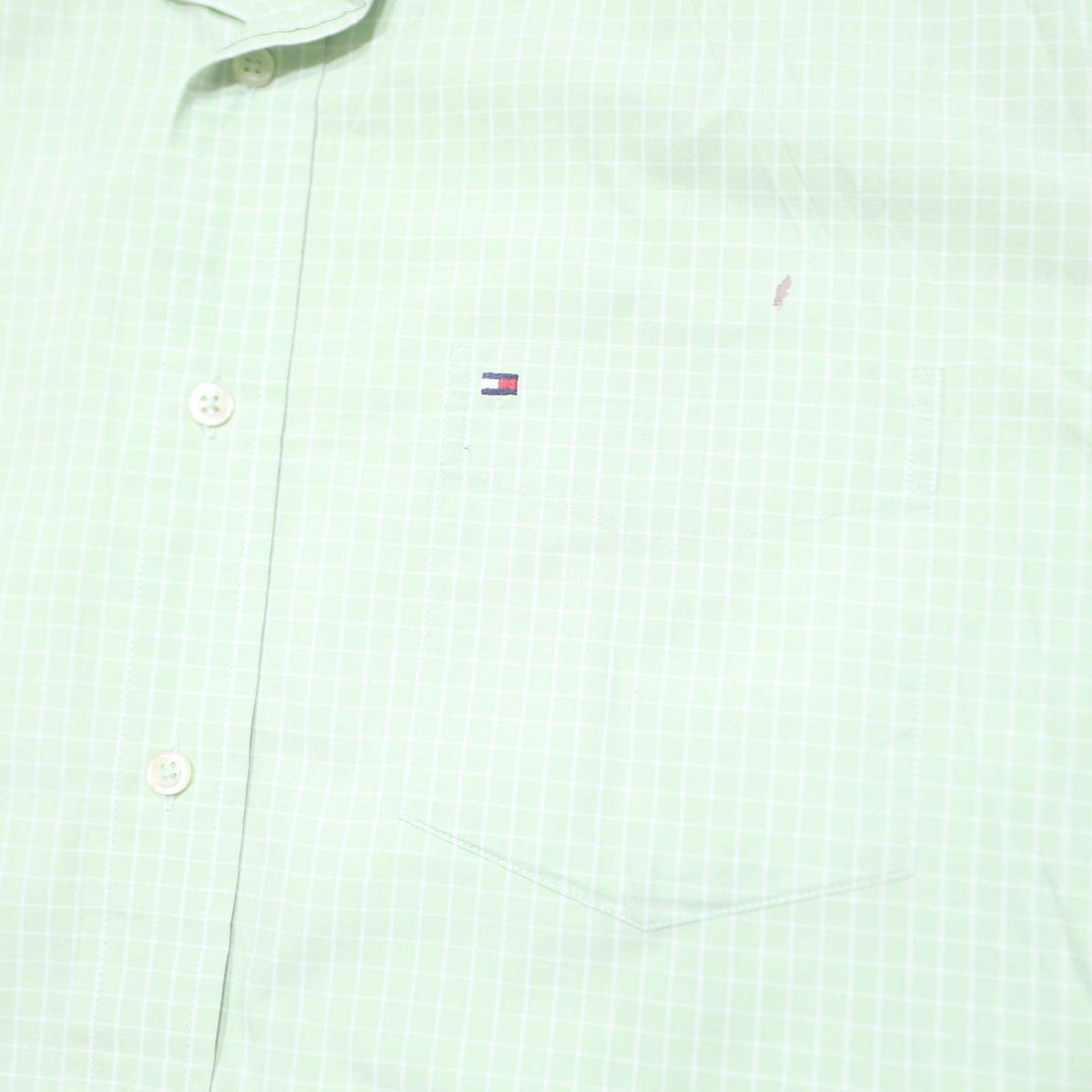 TOMMY HILFIGER Mens Green Plain Cotton Shirt M Casual Summer Short Sleeve