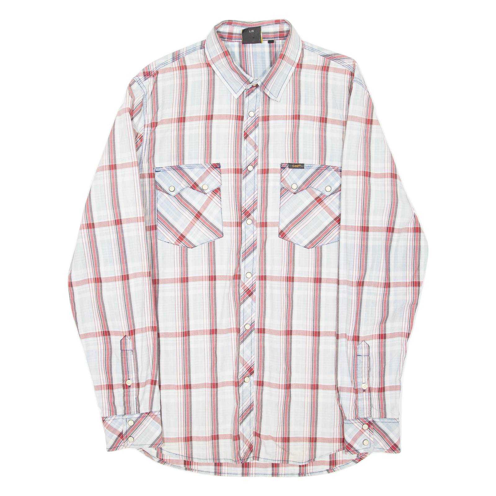 LEE Mens Shirt Red Check Long Sleeve L
