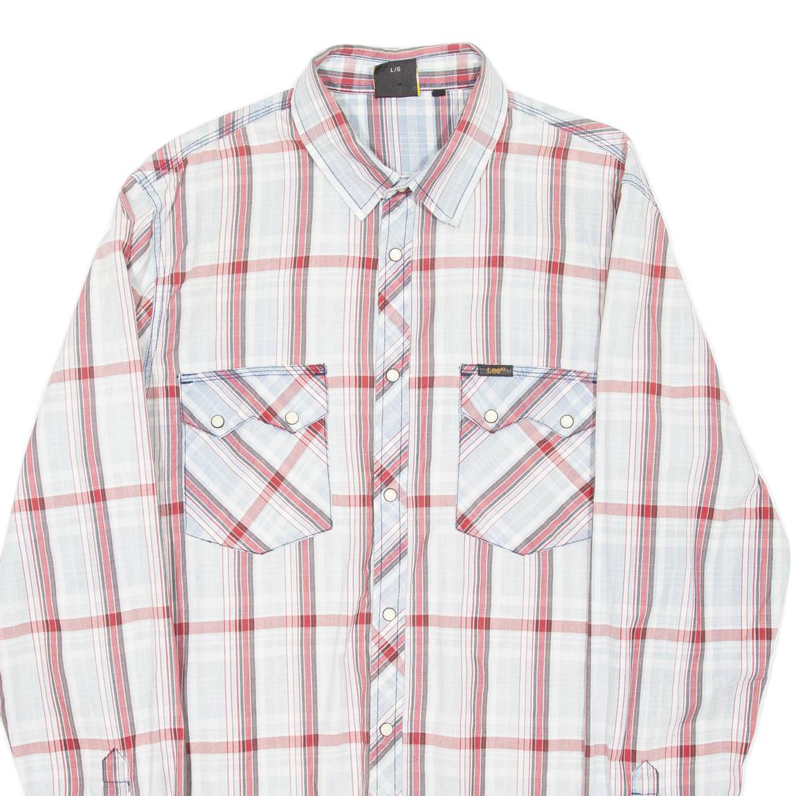 LEE Mens Shirt Red Check Long Sleeve L