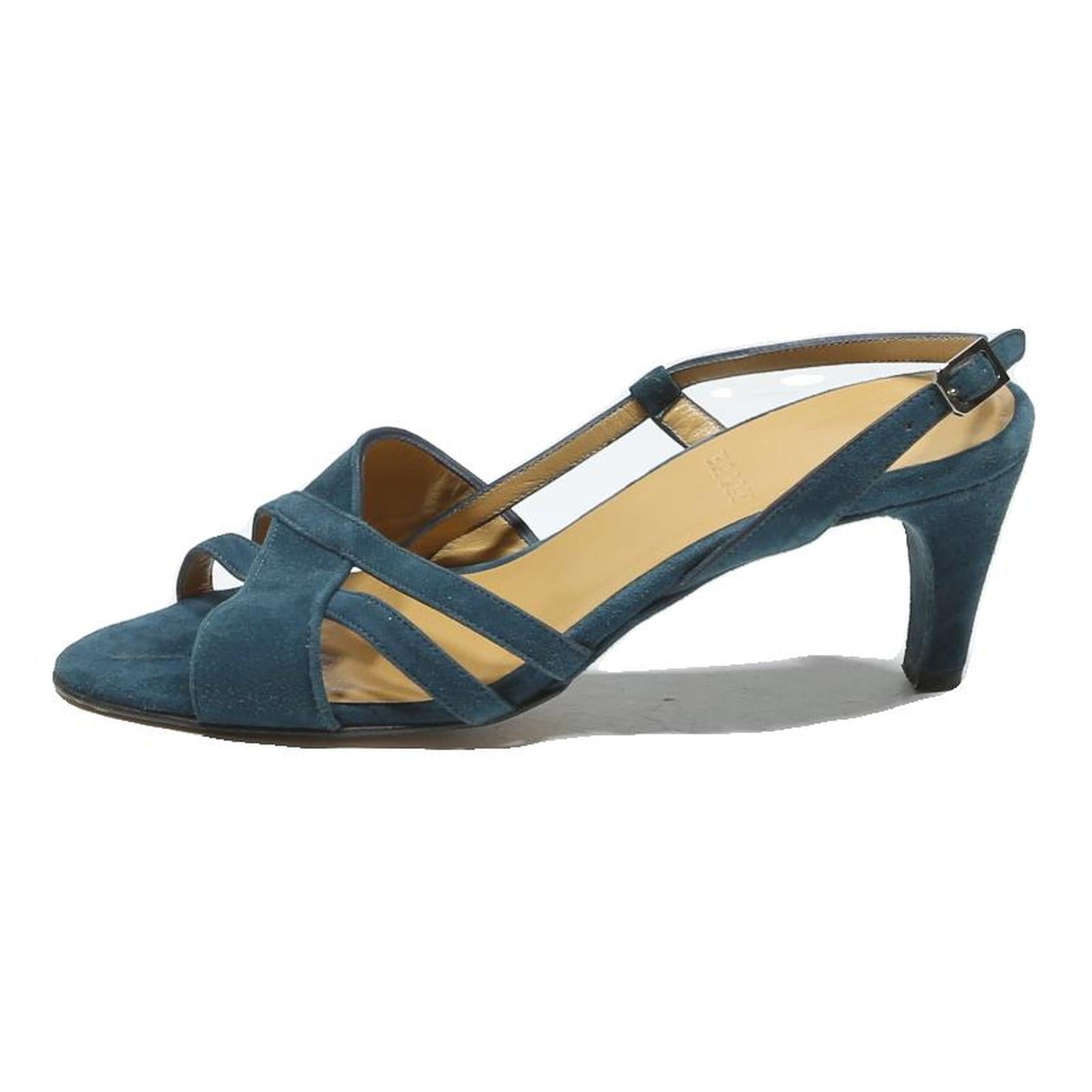 BALLY Womens Blue Synthetic Strappy Heels UK 3.5 Elegant Stylish Summer