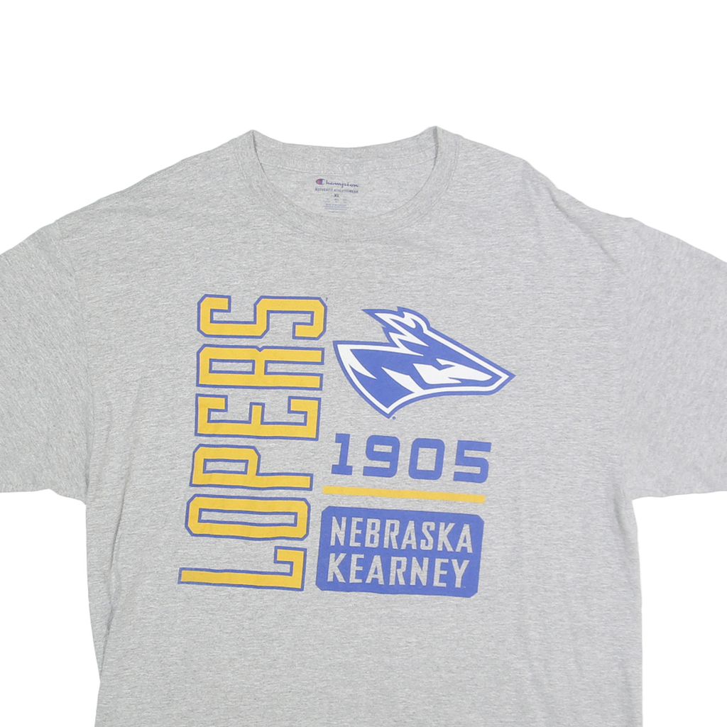 CHAMPION Mens Grey Lopers Graphic T-Shirt XL Short Sleeve Crew Neck Nebraska