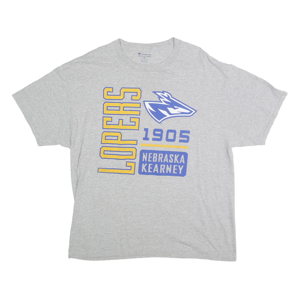 CHAMPION Mens Grey Lopers Graphic T-Shirt XL Short Sleeve Crew Neck Nebraska