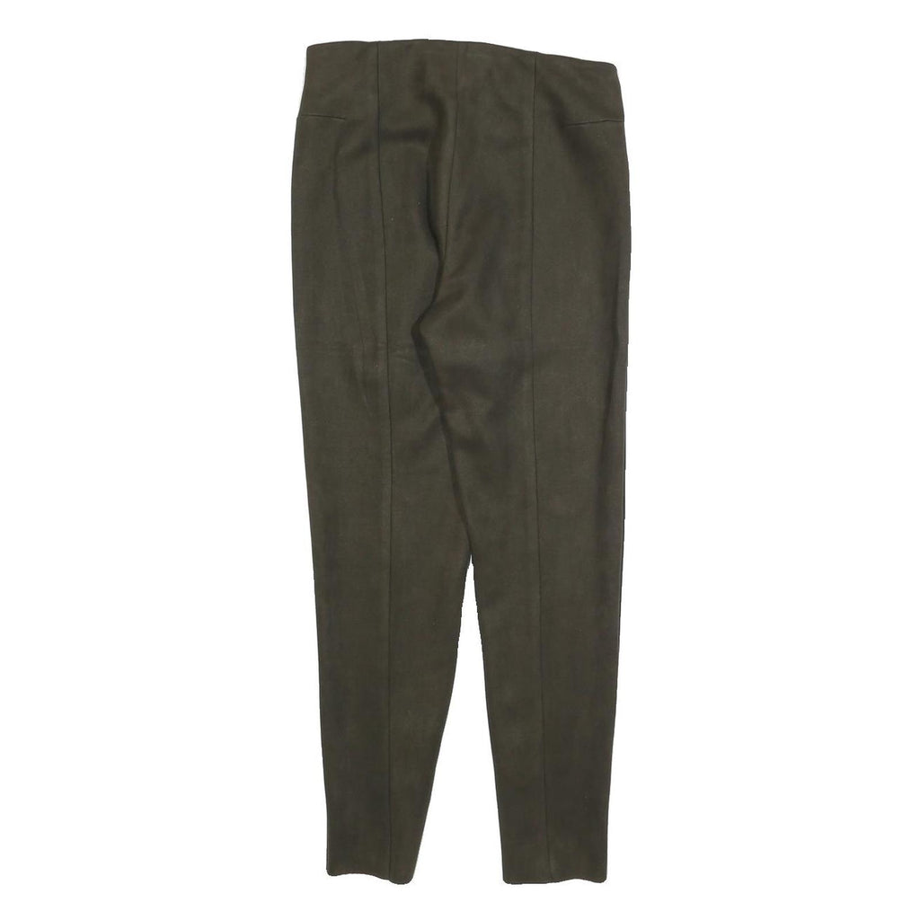 ZARA Womens Slim Olive Green Polyester Blend Slim Tapered Trousers W26 L26
