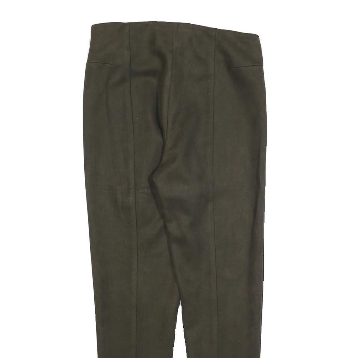 ZARA Womens Slim Olive Green Polyester Blend Slim Tapered Trousers W26 L26