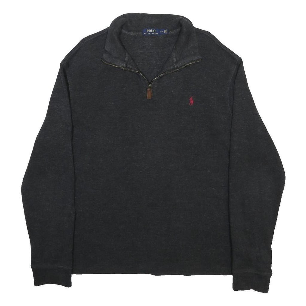 POLO RALPH LAUREN Mens Black Patterned Jumper Half Zip Crew Neck Basic Knit L