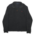 POLO RALPH LAUREN Mens Black Patterned Jumper Half Zip Crew Neck Basic Knit L
