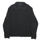 POLO RALPH LAUREN Mens Black Patterned Jumper Half Zip Crew Neck Basic Knit L