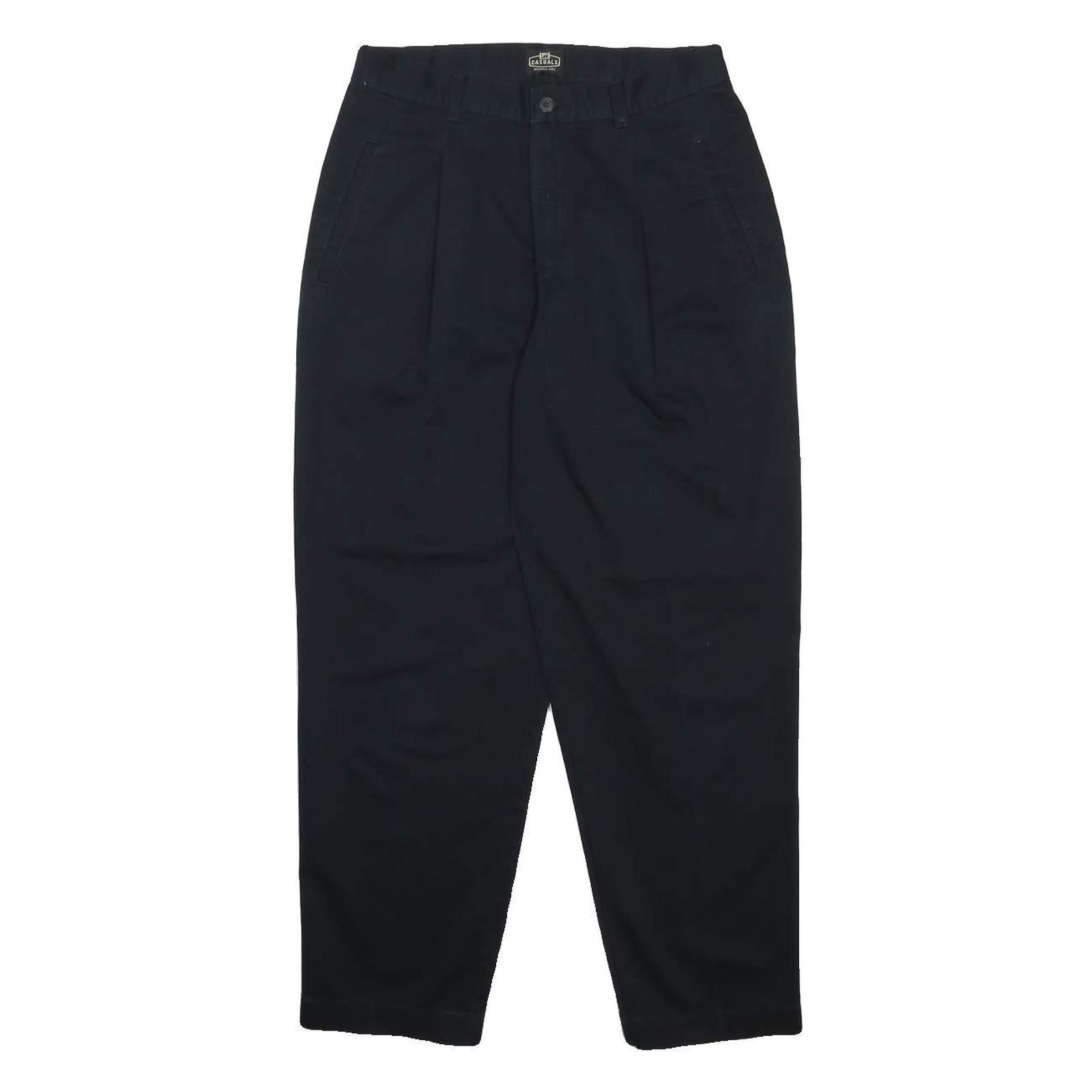 LEE Womens Black Cotton Relaxed Straight Leg Trousers W28 L26 Casual Zip Closure