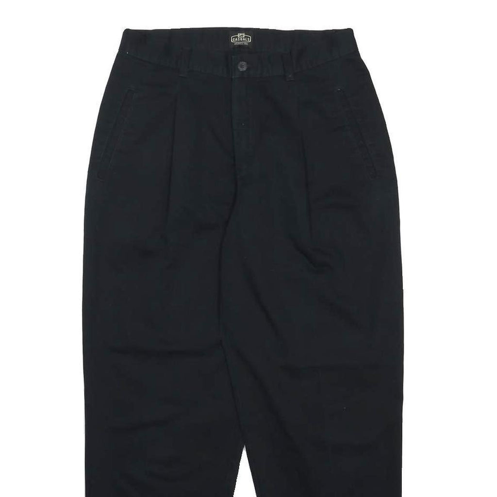 LEE Womens Black Cotton Relaxed Straight Leg Trousers W28 L26 Casual Zip Closure