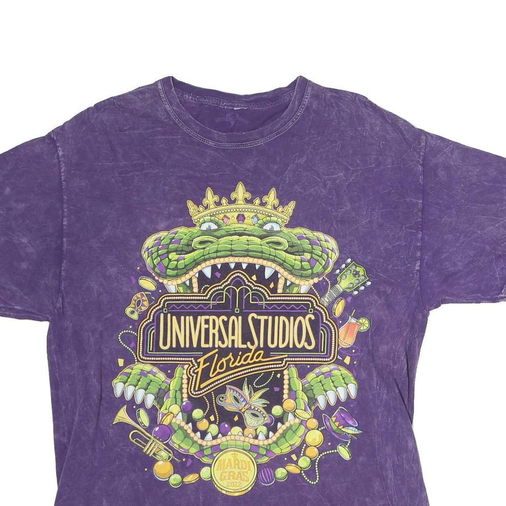 UNIVERSAL STUDIO Mens Purple Universal Studios Florida Graphic T-Shirt M Crew