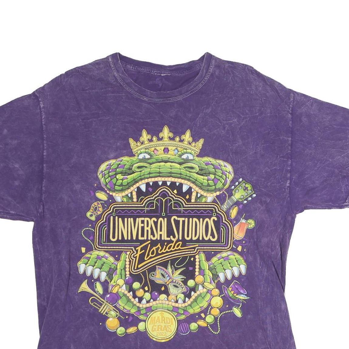 UNIVERSAL STUDIO Mens Purple Universal Studios Florida Graphic T-Shirt M Crew