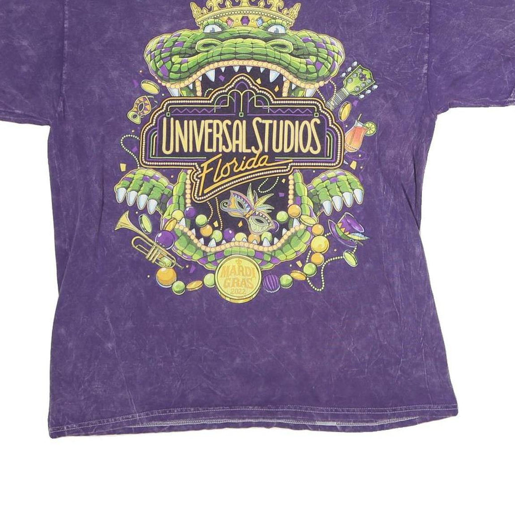 UNIVERSAL STUDIO Mens Purple Universal Studios Florida Graphic T-Shirt M Crew