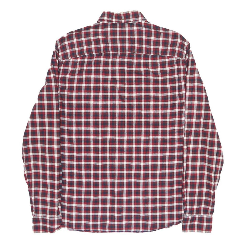 TIMBERLAND Mens Red Blue White Check Shirt M Button-Down Collar Casual Cotton