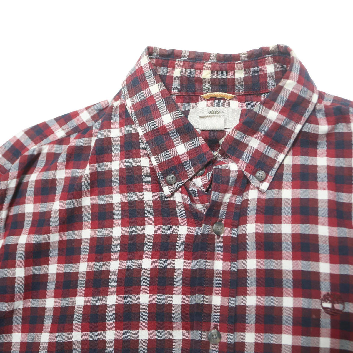 TIMBERLAND Mens Red Blue White Check Shirt M Button-Down Collar Casual Cotton