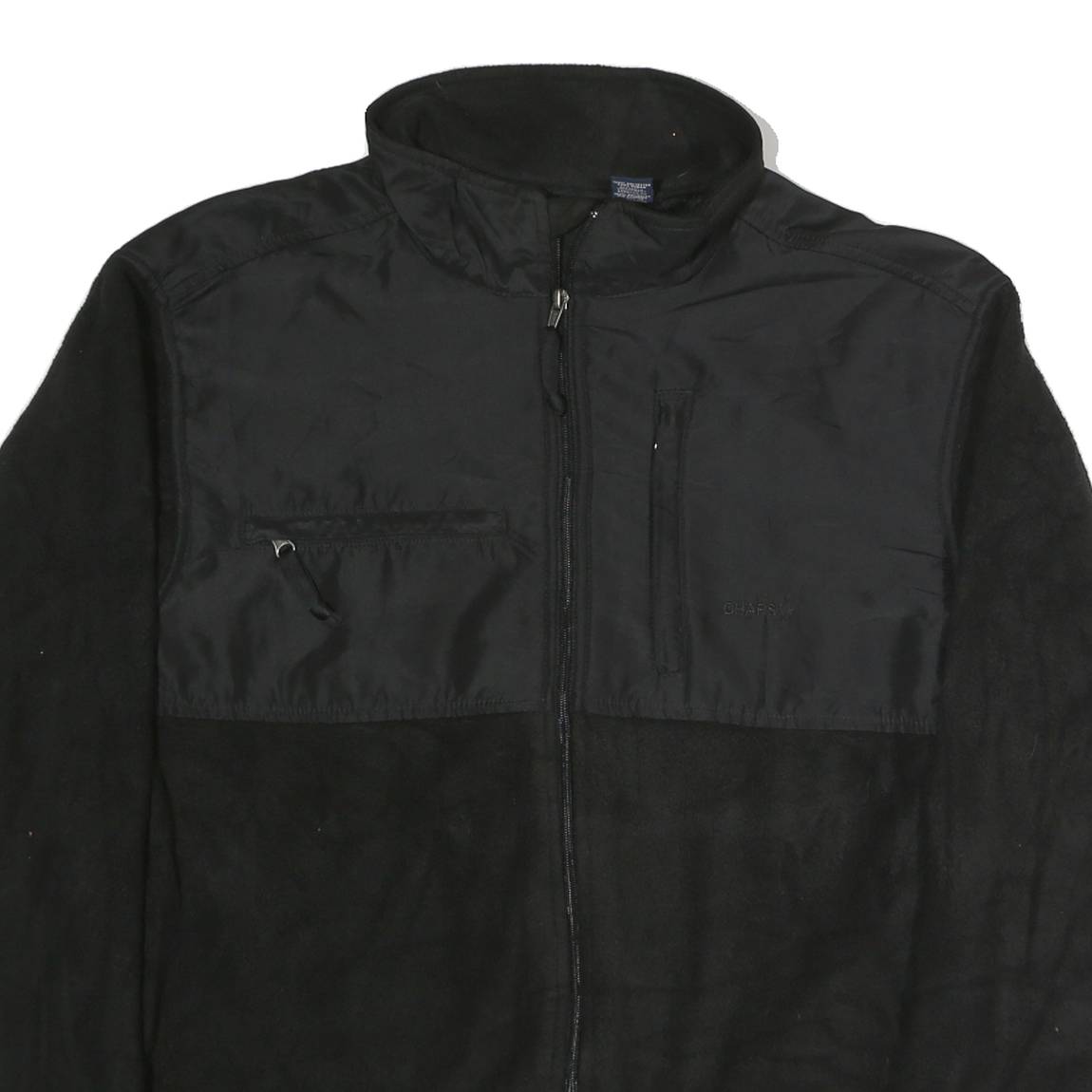 CHAPS Womens Black Polyester Zip Jacket XL Fleece Outdoor Casual Warm