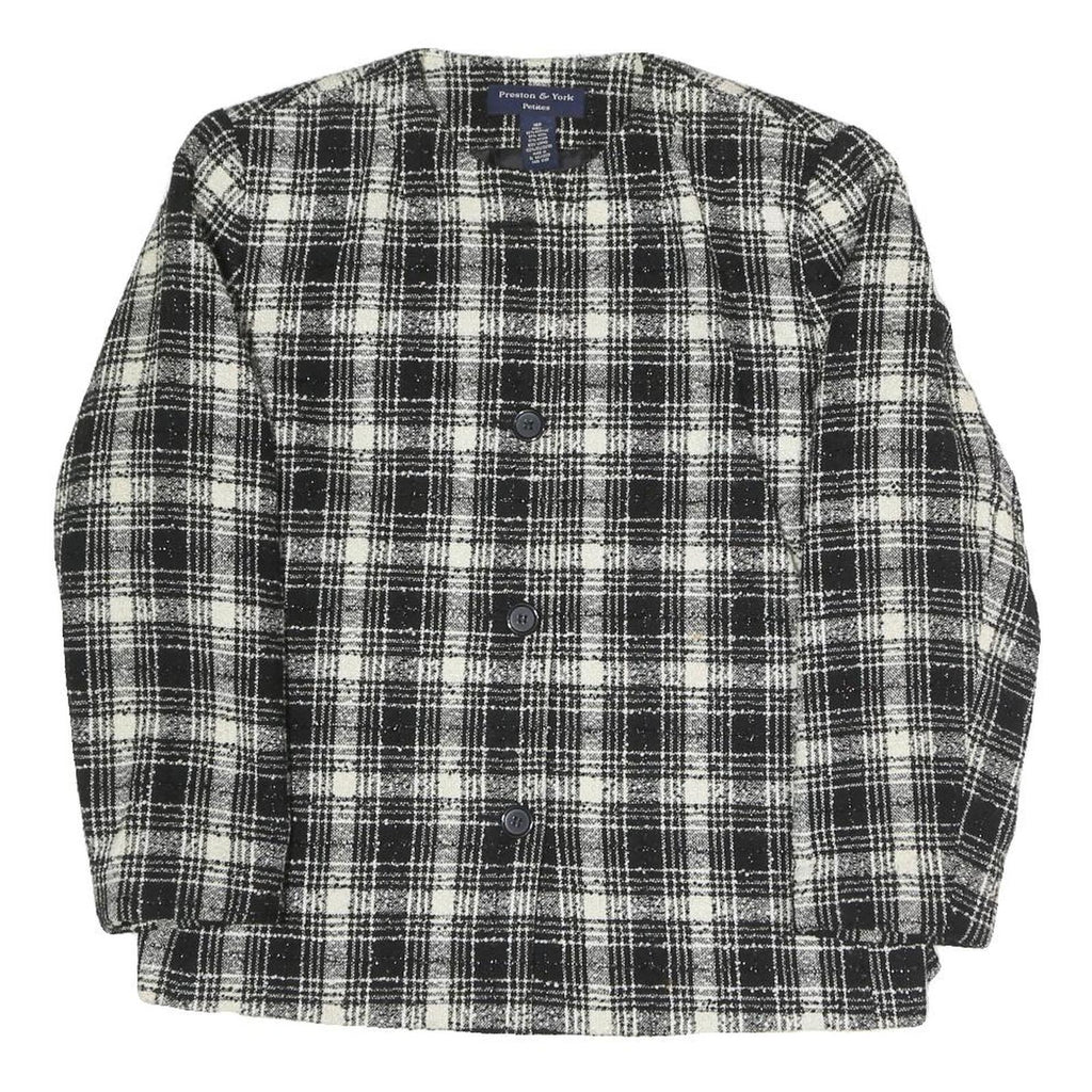PRESTON & YORK Womens Black & White Check Coach Jacket UK 16 Polyester Blend
