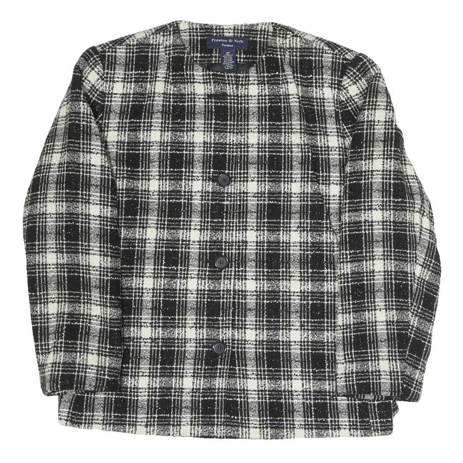 PRESTON & YORK Womens Black & White Check Coach Jacket UK 16 Polyester Blend